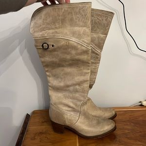 Frye tall cream colored boots